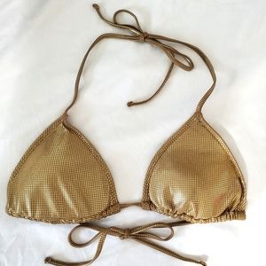 Aerie Gold Metallic Bikini Top